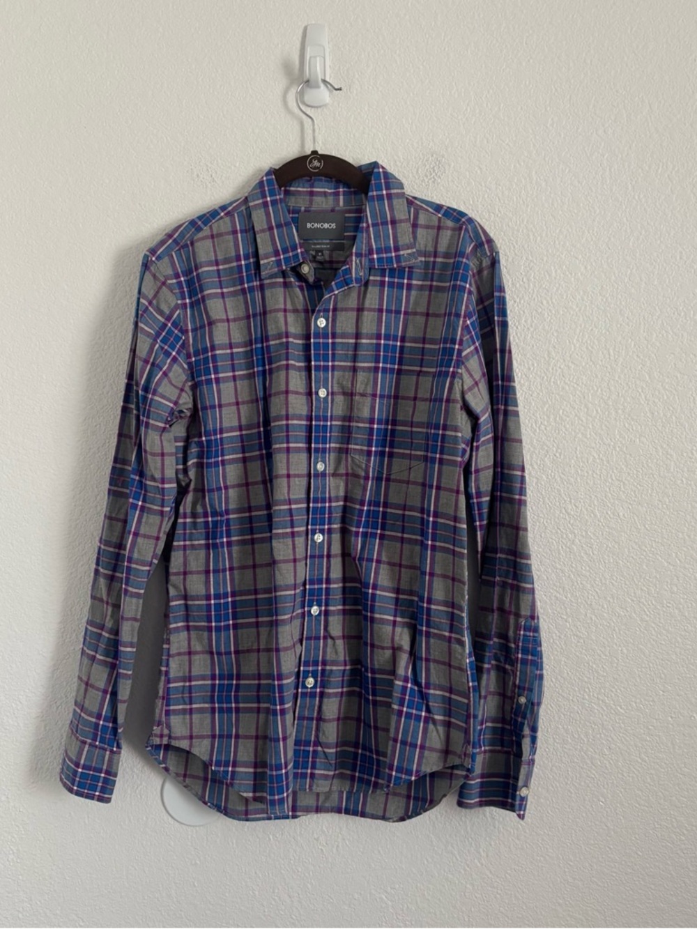 Bonobos Men's Size Medium Multicolor Plaid LS Tailored Slim Fit Button Shirt